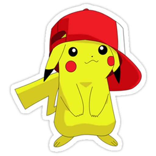 here is a Pikachu in Ash Ketchum Cap Sticker from the Pokemon collection for sticker mania