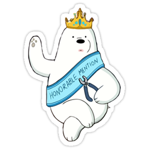 here is a We Bare Bears Ice Bear "Honorable Mention" sticker from the We Bare Bears collection for sticker mania