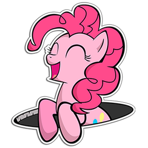 here is a My Little Pony Pinkie Pie laughing sticker from the My Little Pony collection for sticker mania