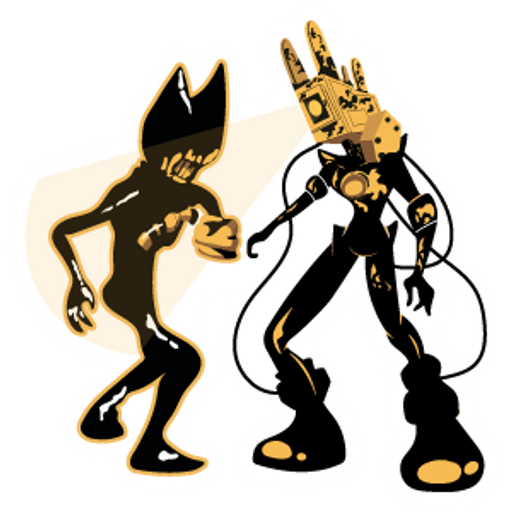 here is a Ink Bendy vs the Projectionist from the Bendy and the Ink Machine collection for sticker mania