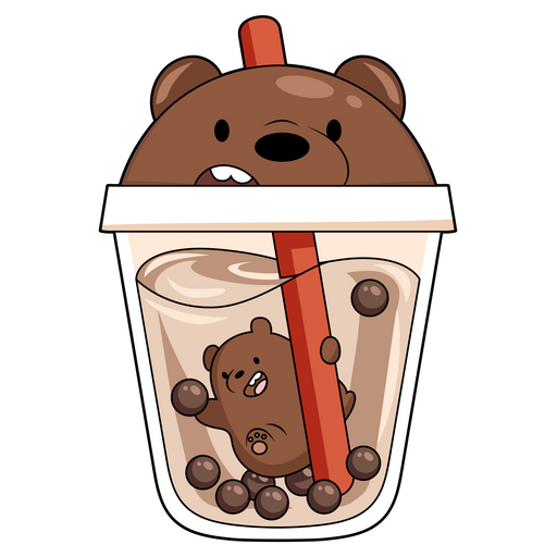 here is a We Bare Bears Grizz in Boba Tea Sticker from the We Bare Bears collection for sticker mania