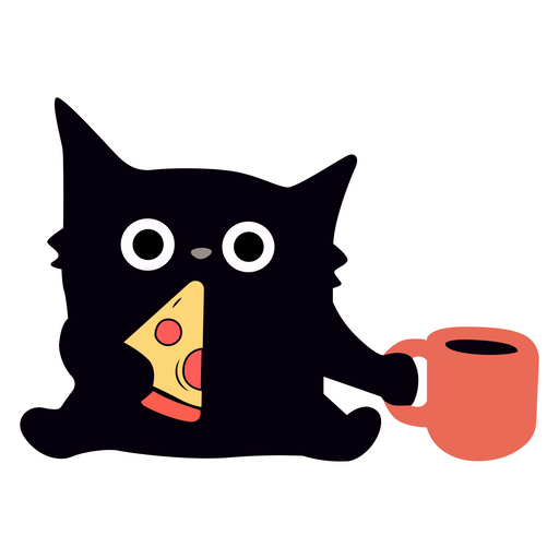 here is a Black Cat with Pizza Sticker from the Cute Cats collection for sticker mania