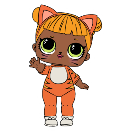 here is a LOL Doll Tiger Sticker from the L.O.L. Surprise! collection for sticker mania